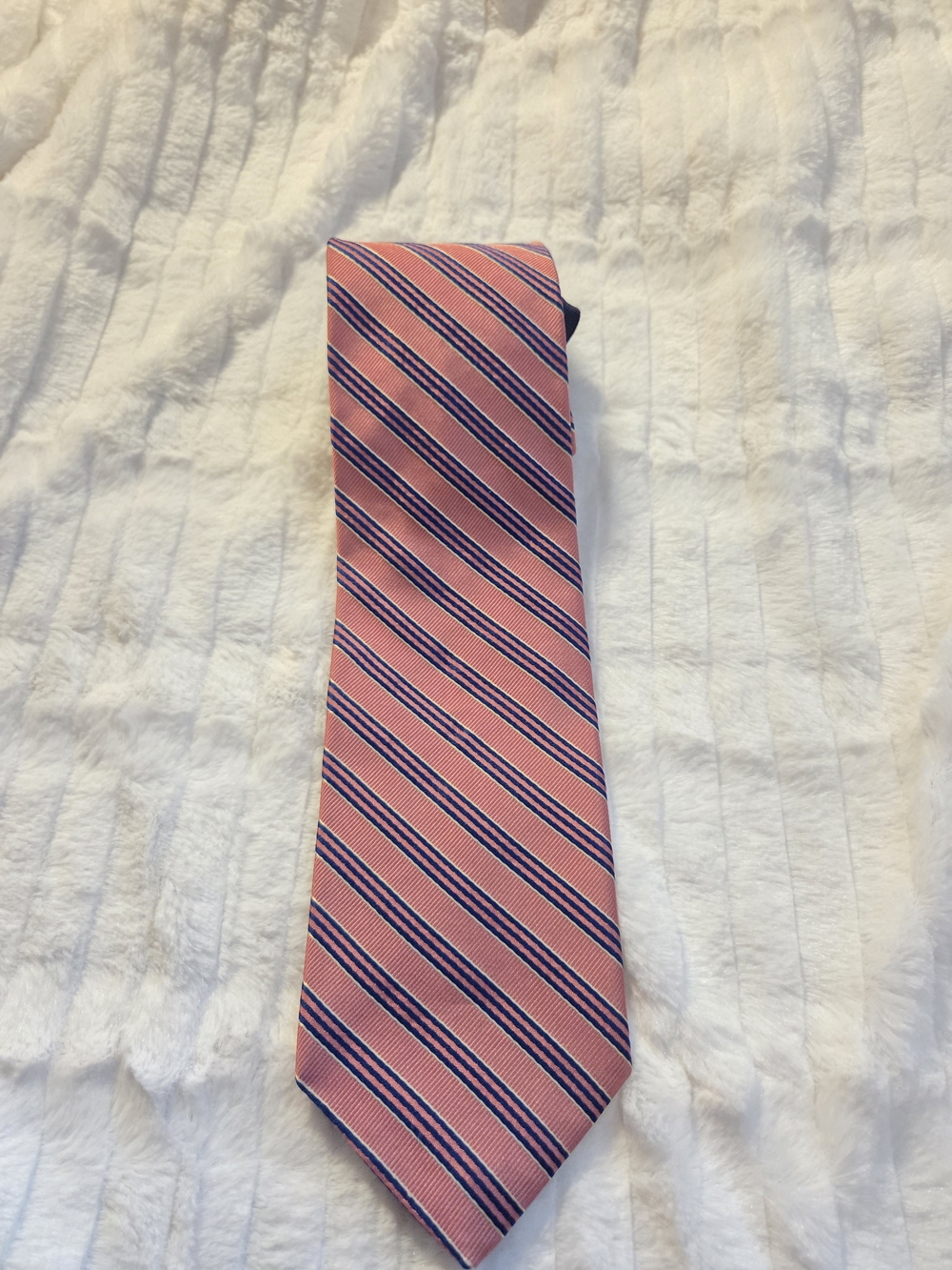 Tommy Hilfiger Pink Tie with Navy Stripe Accent